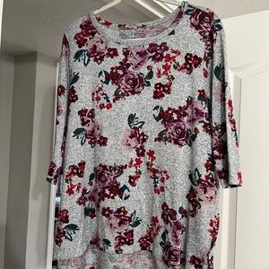 Lane Bryant Red and Gray 3/4 Sleeve Blouse